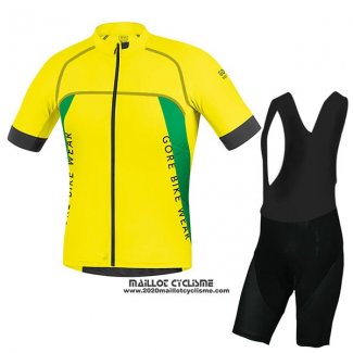 2017 Maillot Ciclismo Gore Bike Wear Power Alp-x pro Jaune Manches Courtes et Cuissard